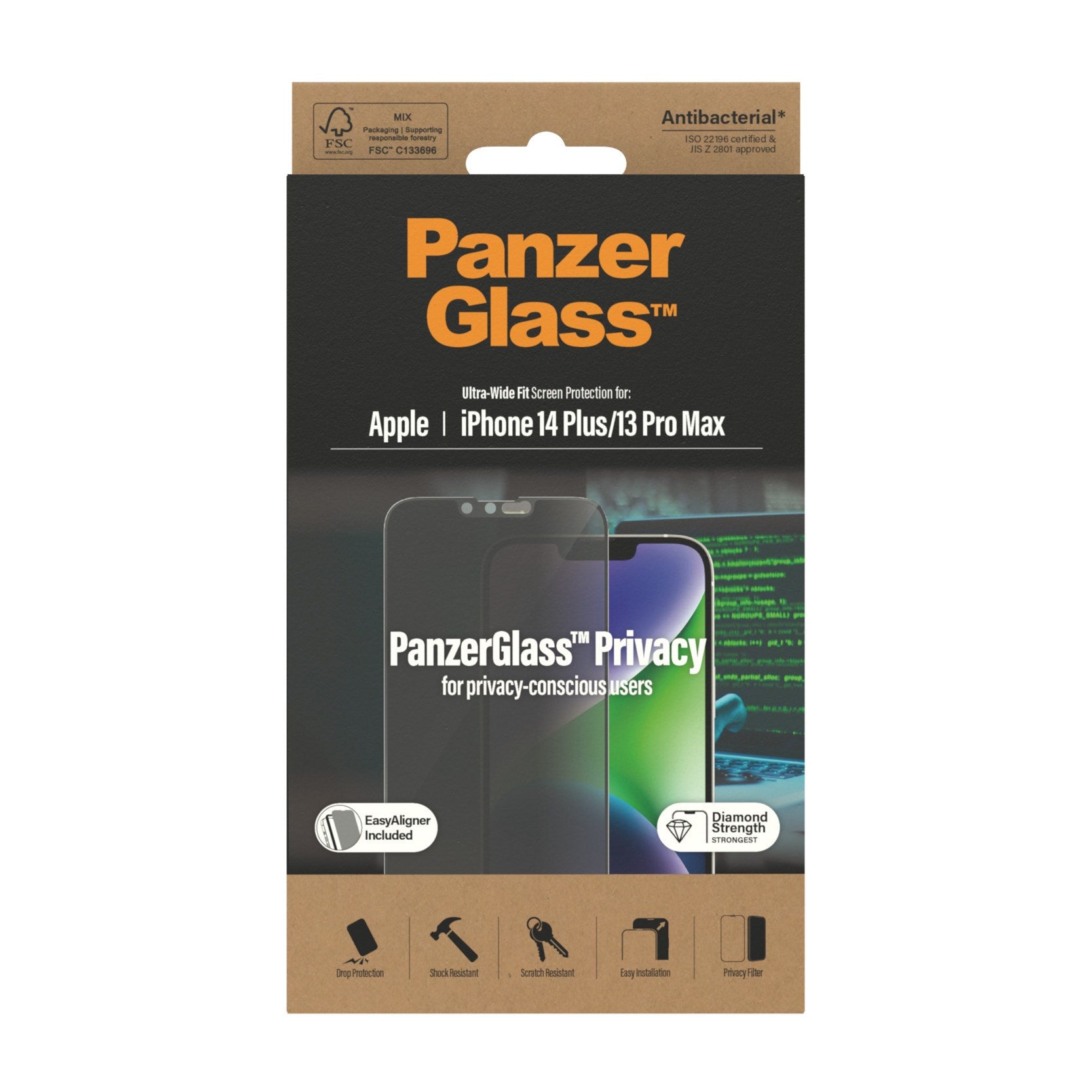 PanzerGlass® Privacy Skærmbeskyttelse iPhone 14 Plus | 13 Pro Max | Ultra-Wide Fit m. EasyAligner